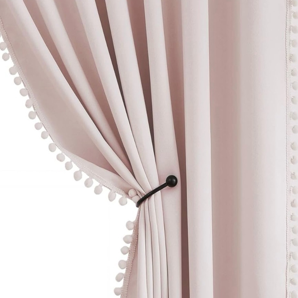 NWT 4 Treatmentex Pom-Pom Pink Curtains (52”W x 45”L)